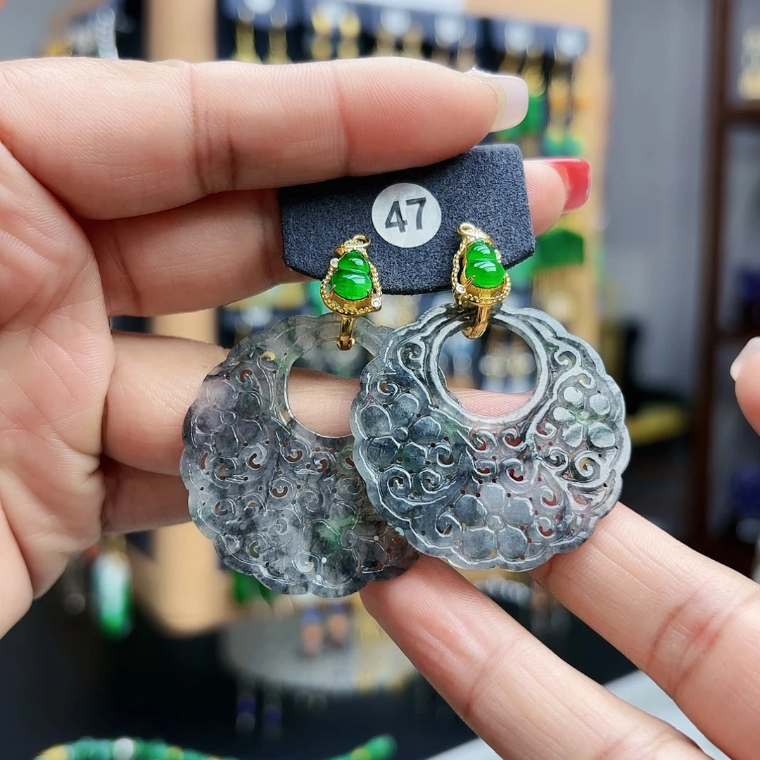 荫****翡翠未镶嵌耳饰耳坠