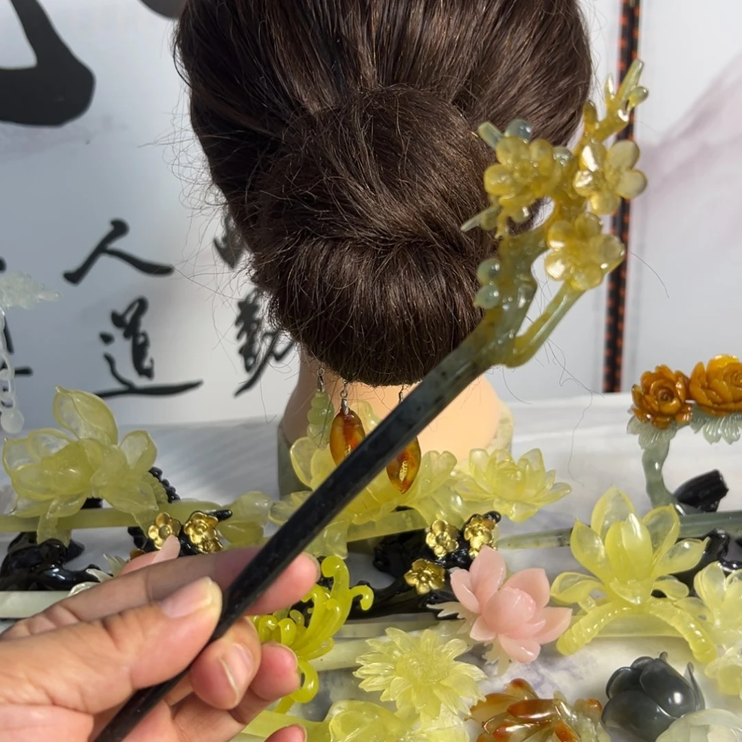 定制蛇纹石玉毛货发饰