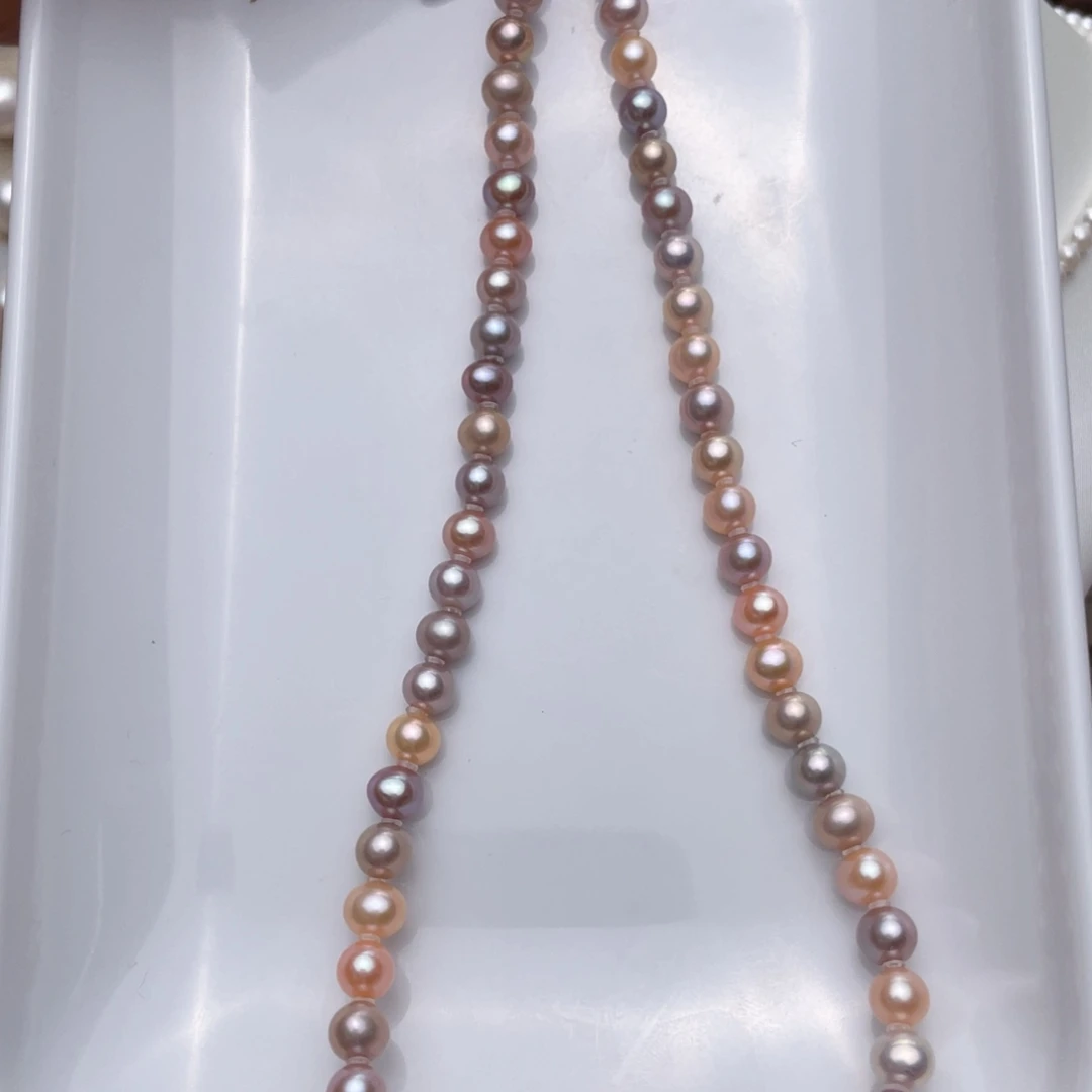 淡水珍珠项链银S925镶嵌6-7mm