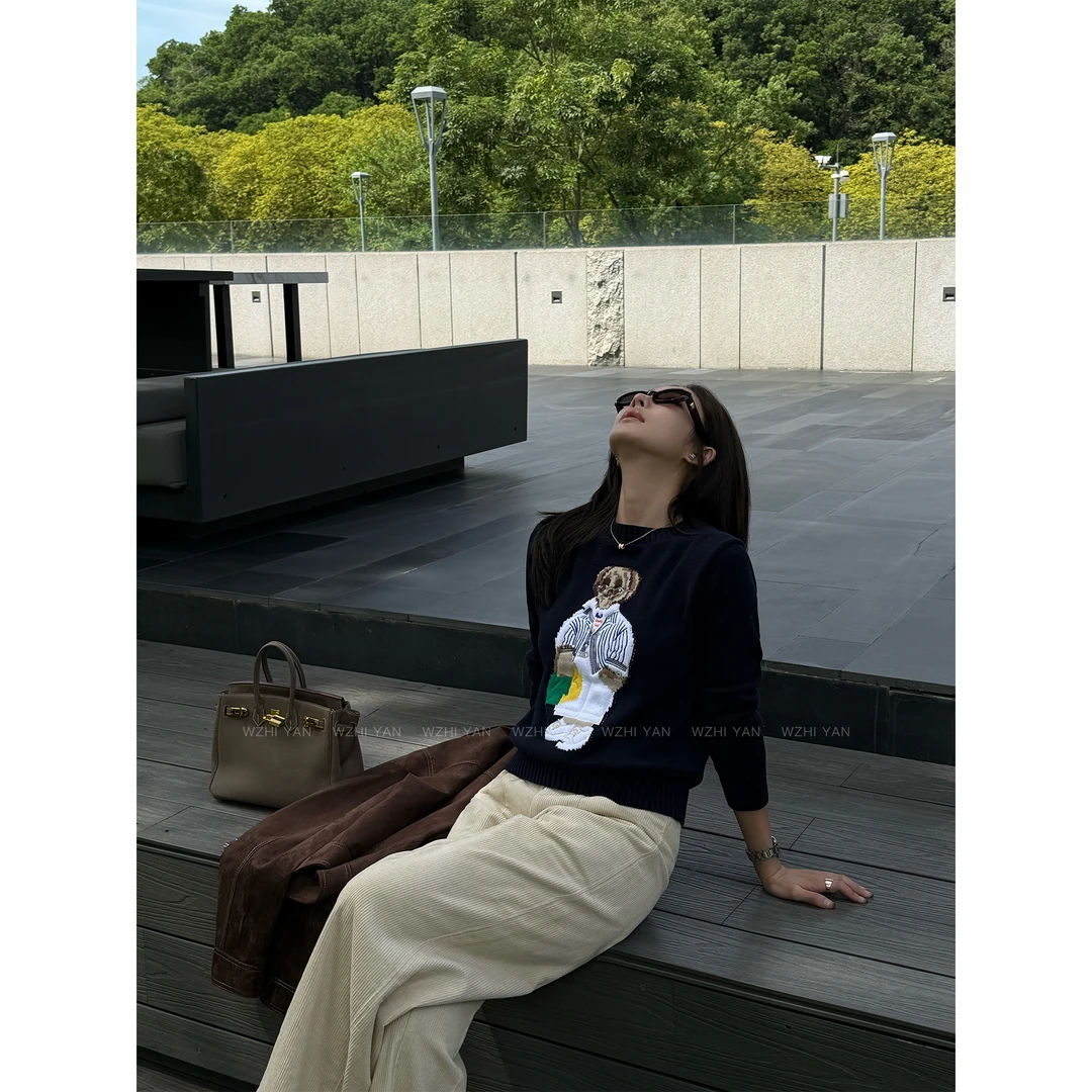 【贵族小熊】“刺绣工艺衫”高品质设计感慵懒保暖毛织毛衣22036