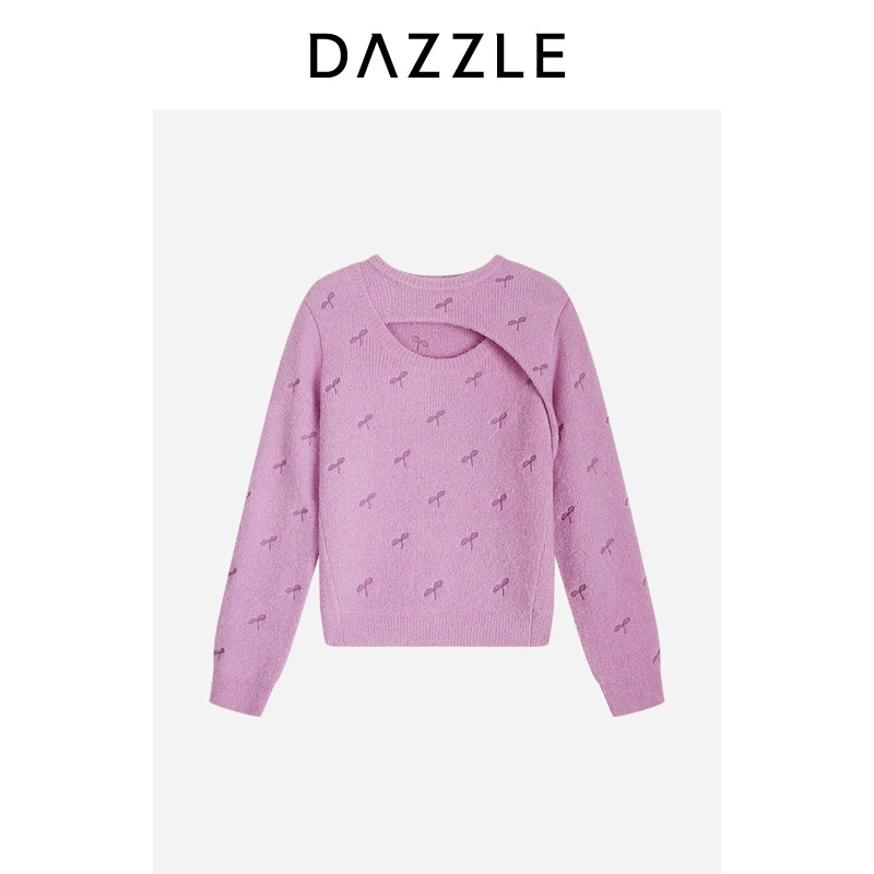 DAZZLE地素毛衣粉红色绵羊毛混纺圈圈肌理羊毛衫针织衫2I4E4181G