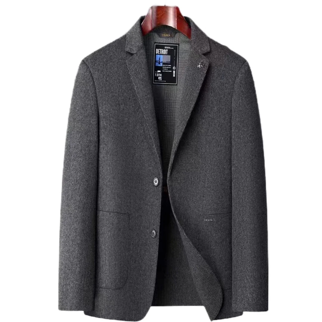 【滟子】男士春秋商务气质手工双面呢西装男条纹外套/88236