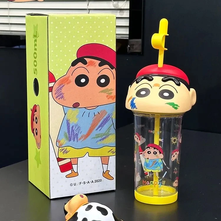 恒度蜡笔小新夏季爆款tritan塑料杯可爱大容量学生便携吸管喝水杯