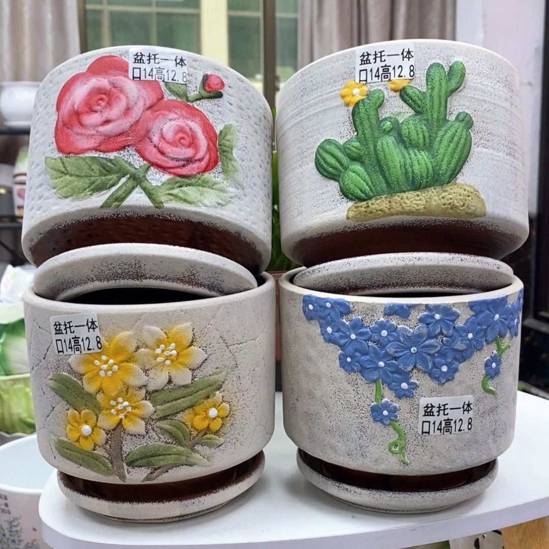 陶瓷@陶瓷花盆@@百花齐放