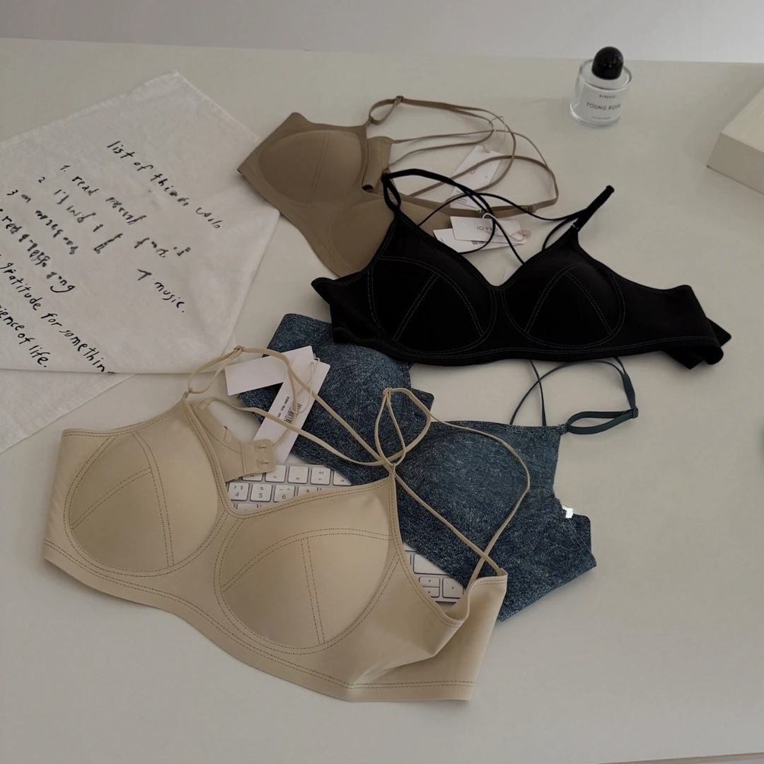 【高级感】人鱼线美背交叉细肩带果冻软支撑提拉聚拢舒适透气内衣女