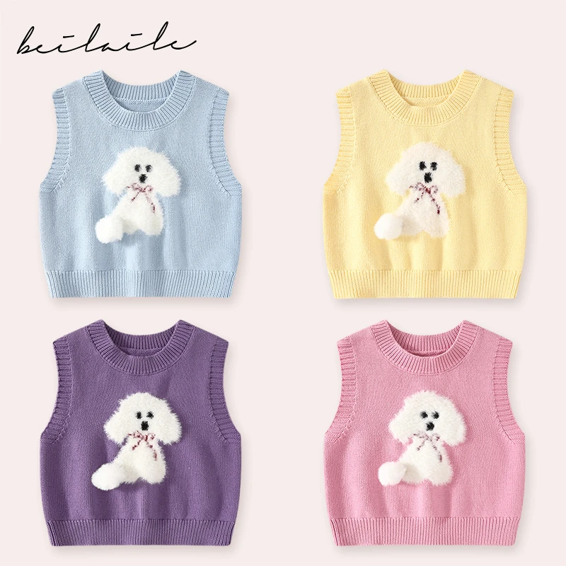 【针织提花背心马甲 小乐妈咪】宝宝春秋儿童装婴儿无袖上衣B14
