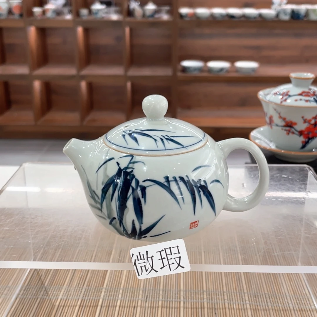 釉下手绘茶具微瑕