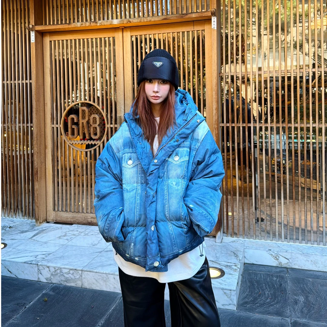 婉君【AC家3D牛仔羽绒服】”新国标90白鸭绒“羽绒外套LWJ25D4C4208