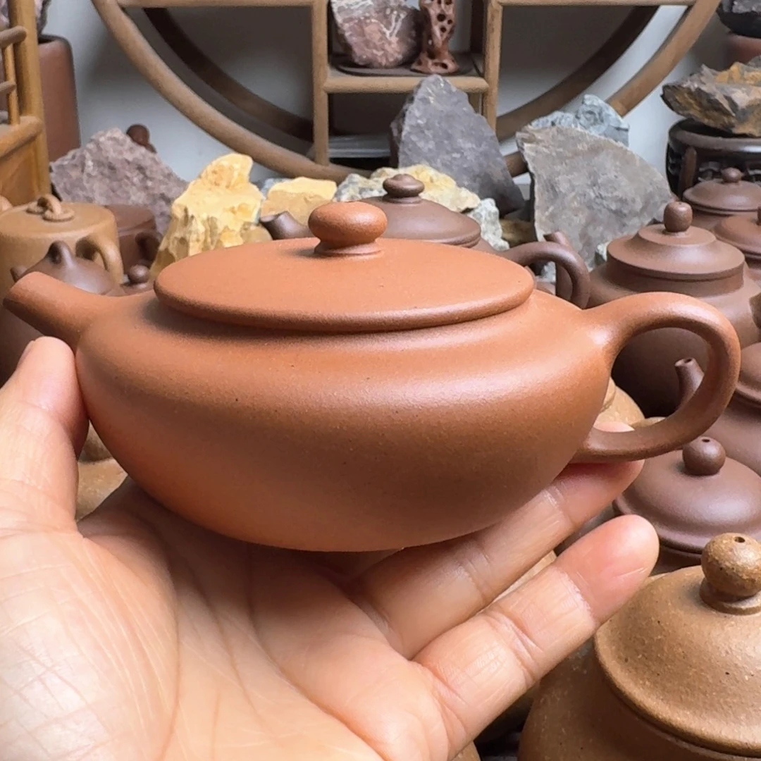 茶壶紫砂190cc扁承黄龙山红泥