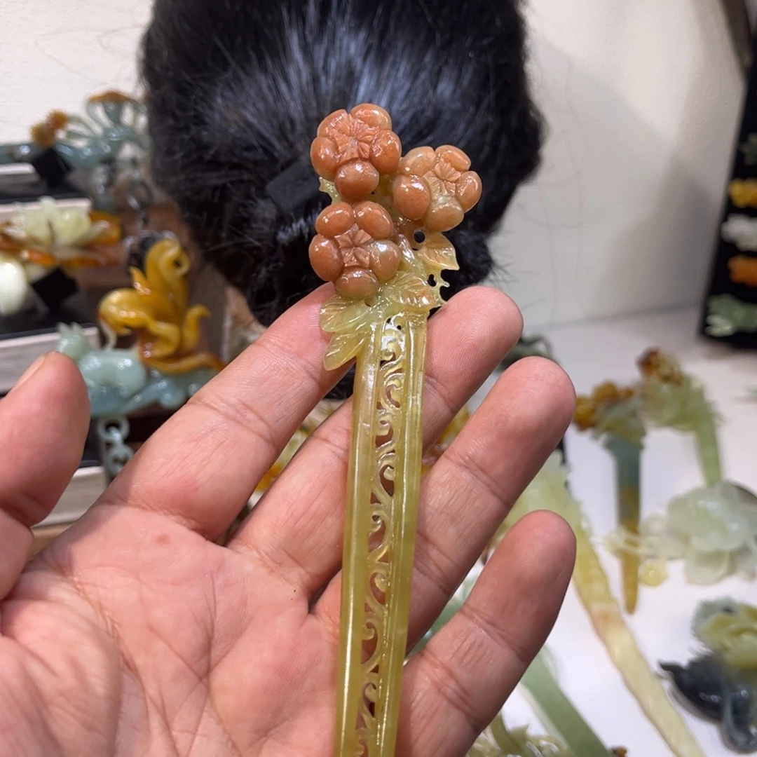 蛇纹石玉发簪合金用****6