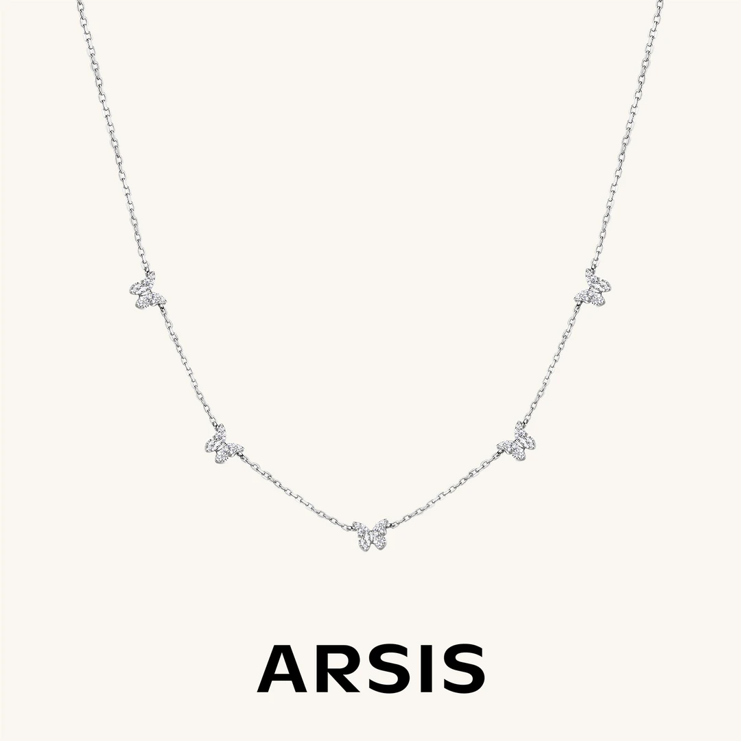 ARSIS银饰幸运符号系列星悦蝴蝶锁骨链S925纯银小众高级七夕礼物