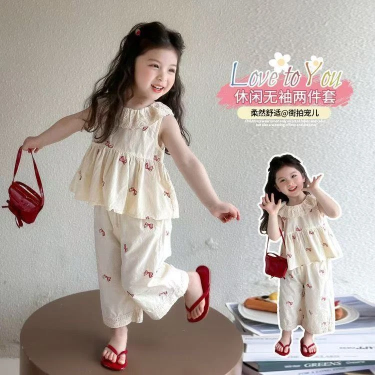 清仓【断码】【甜美碎花】女童无袖套装夏季2025新款女宝宝洋气阔