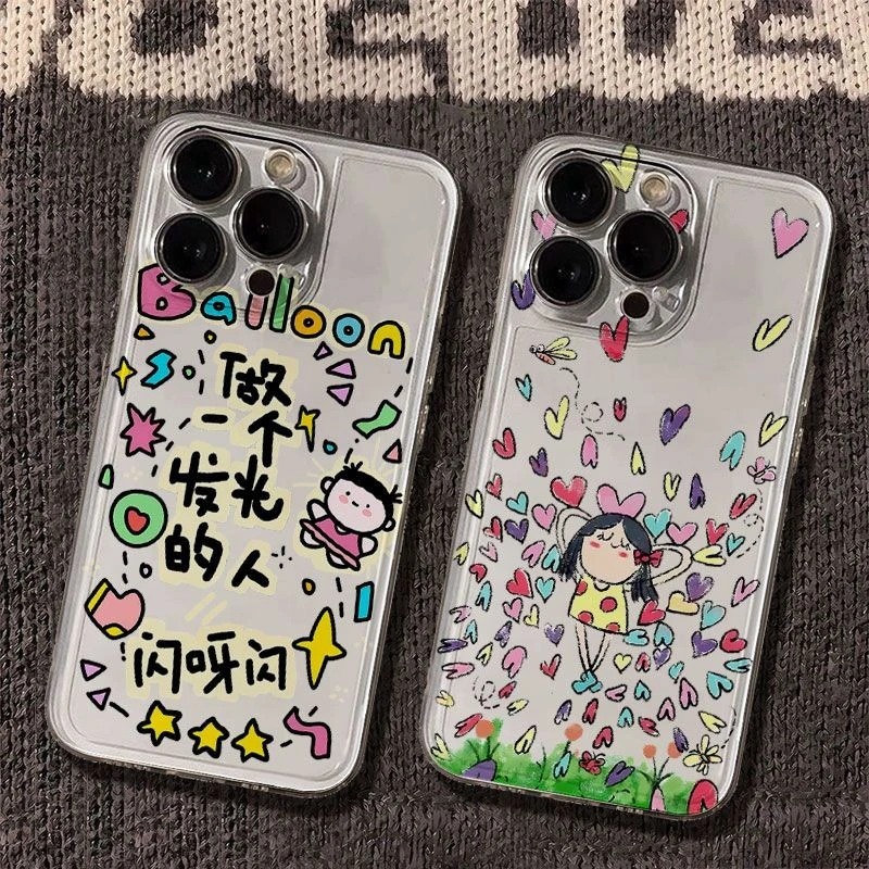 发光女孩太空手机壳适用于苹果16透明iphone14手机壳1512pro