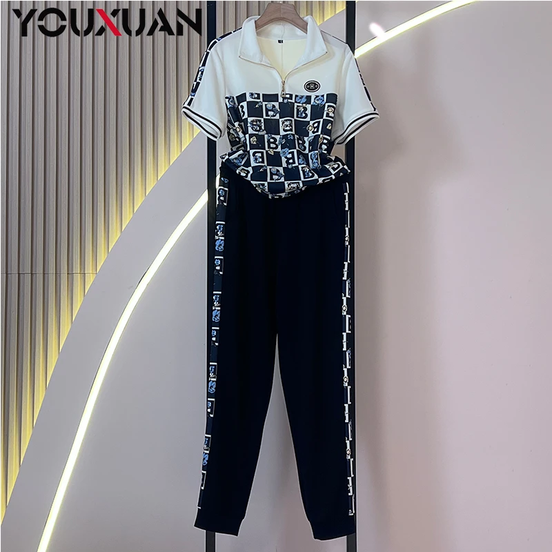 【2025高定爆款】春夏款女装显瘦百搭韩版时尚休闲短袖套装39097-1