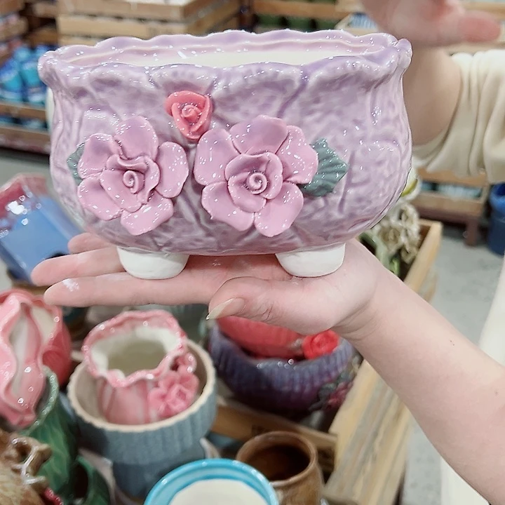 有孔，凑单福利满10元发货陶瓷多肉花盆！