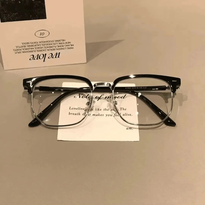 回头率超高！超好看的半框可配近视眼镜防蓝光素颜男女ins痞帅