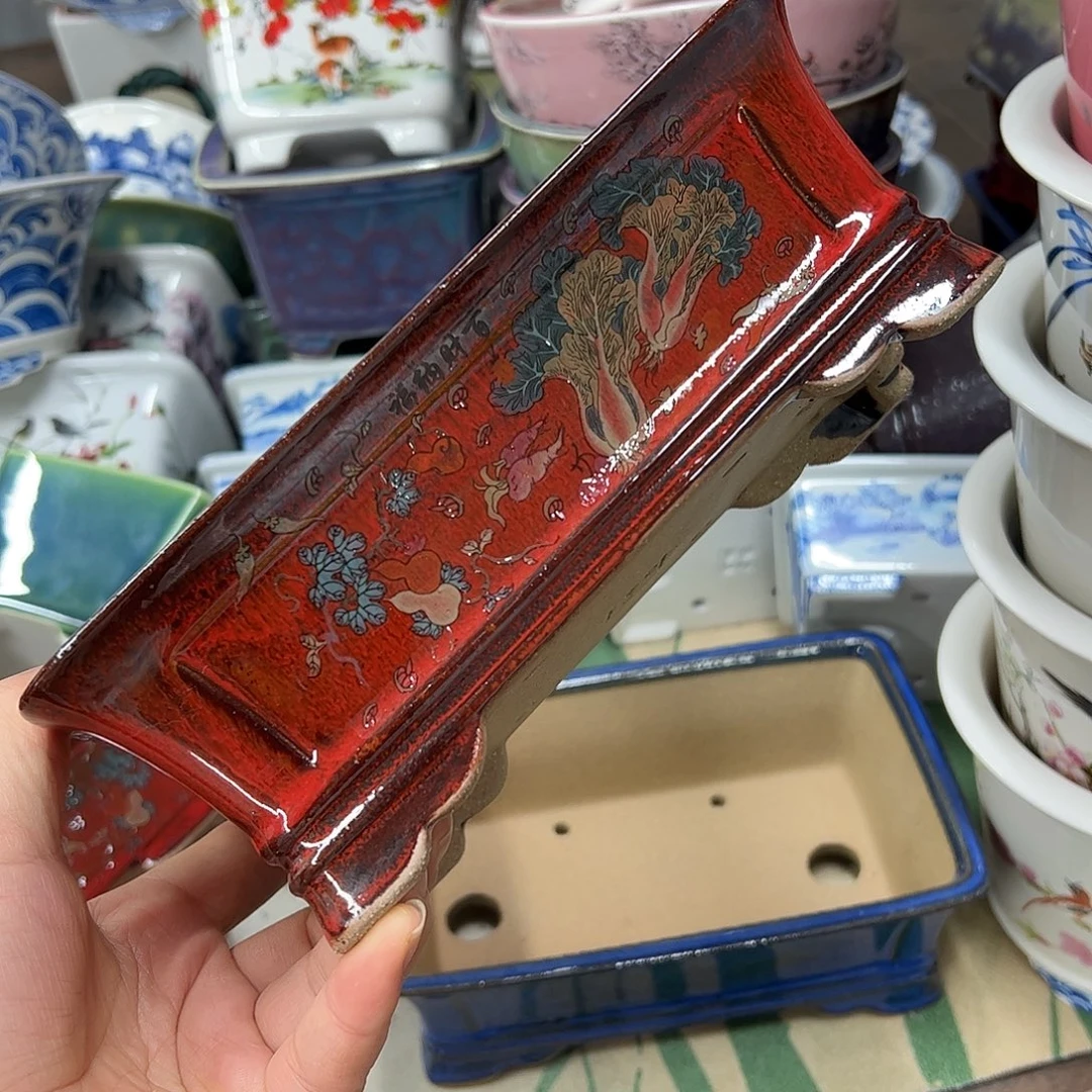 花盆紫砂712号瑕疵20/13/7cm窑变