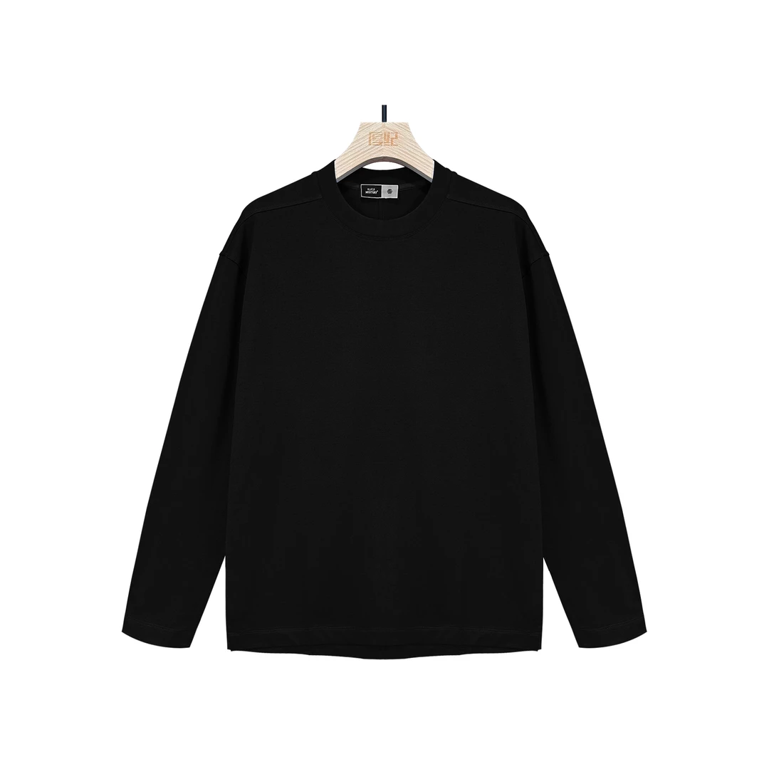 【BlackMystery】告白 精棉双纱抗皱350g时尚微宽松长短圆领T恤7028