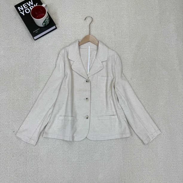 特编织麻直下摆女短款春秋长袖秋冬西装外套春秋小西装上衣洋气