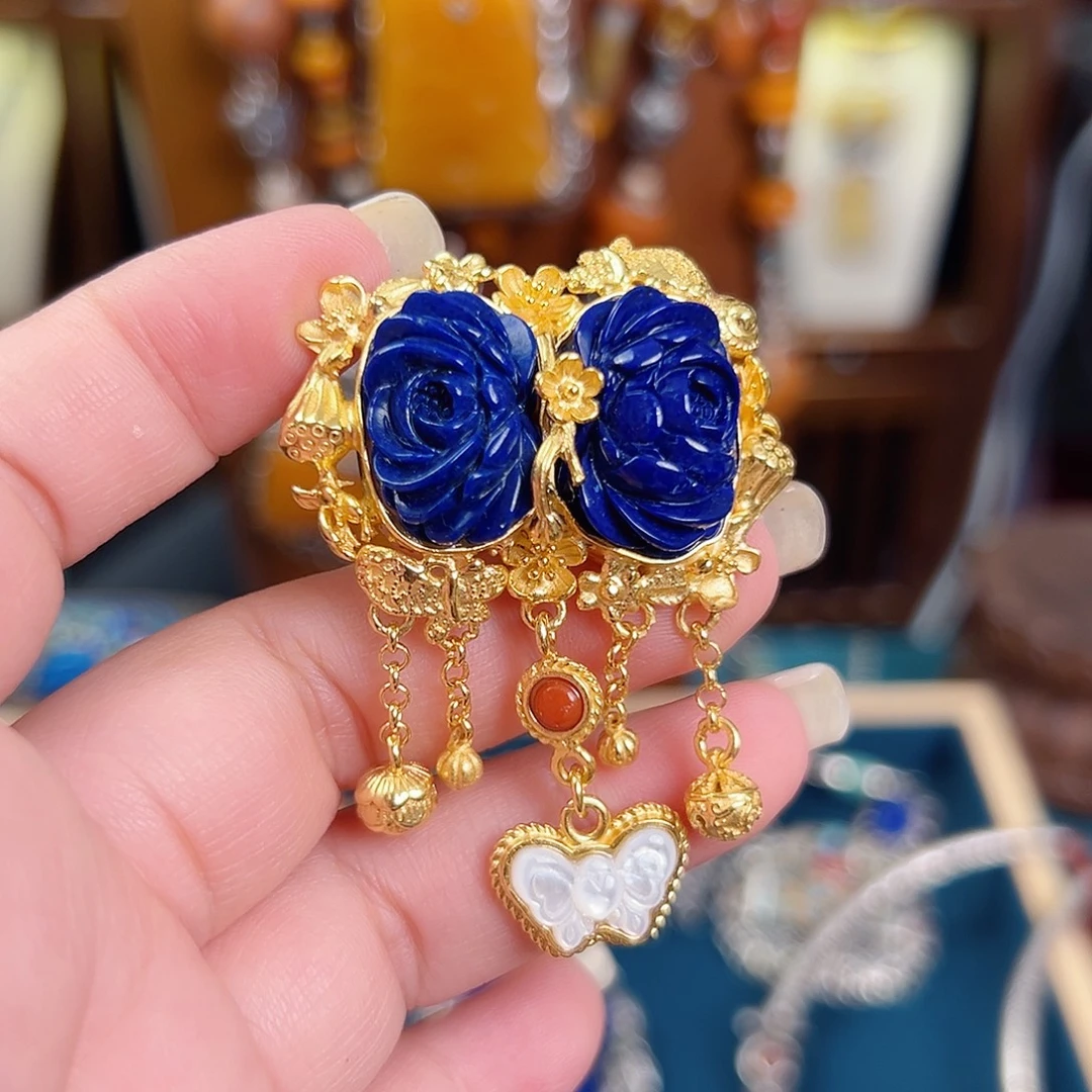 青金石银S925镶嵌戒指/指环国风