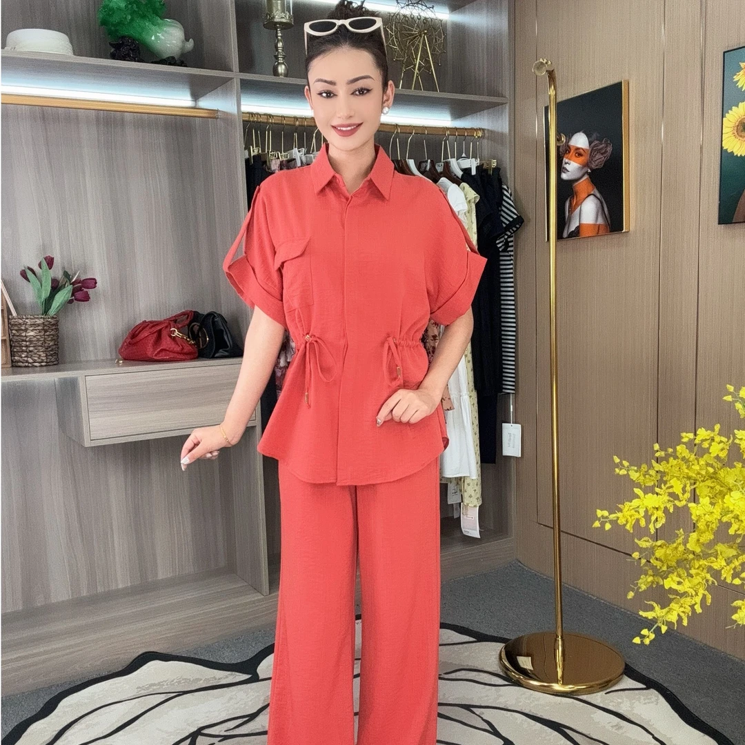 新中式极简短袖纯色设计师683款休闲风时尚套装
