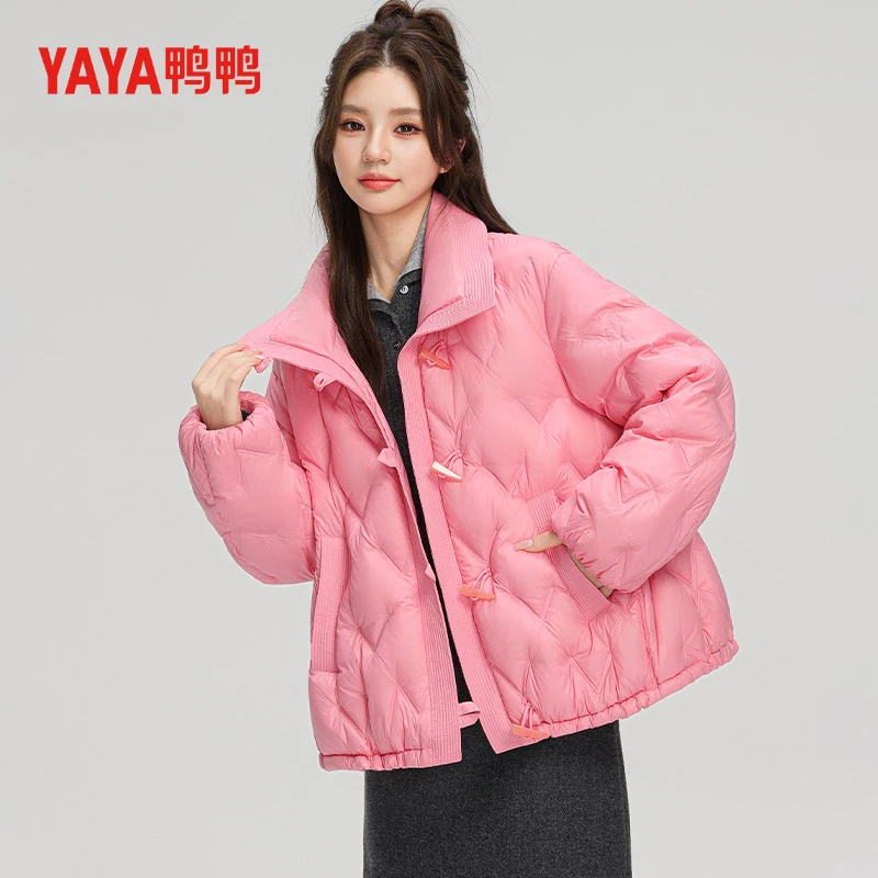 鸭鸭羽绒服女短款2025冬季新款时尚甜美小众设计感鸭绒保暖外套