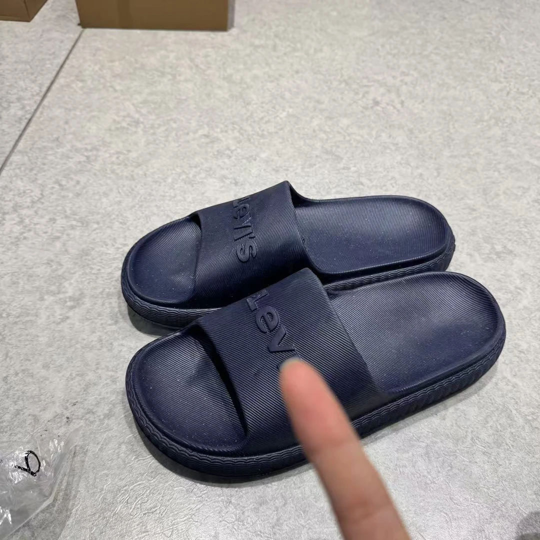 李外丝 藏蓝色 拖鞋 潮流 钢印