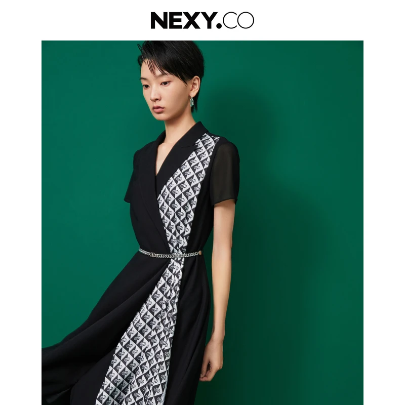 NEXY.CO/奈蔻绞综连衣裙|砖石格纹|走秀|时装周|气质|XF04726W0