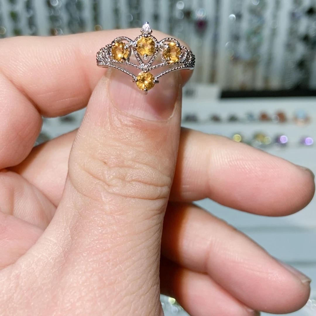 绿水晶戒指银S925镶嵌