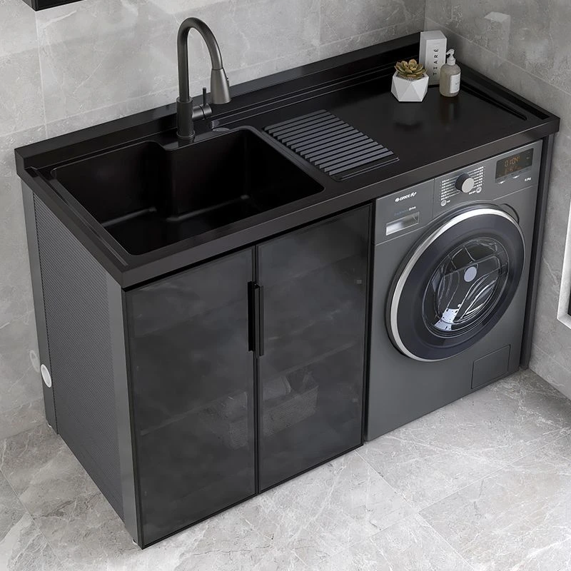 2025新款烘干机洗衣机台组合柜太空铝洗衣柜洗脸盆一体洗衣机伴侣