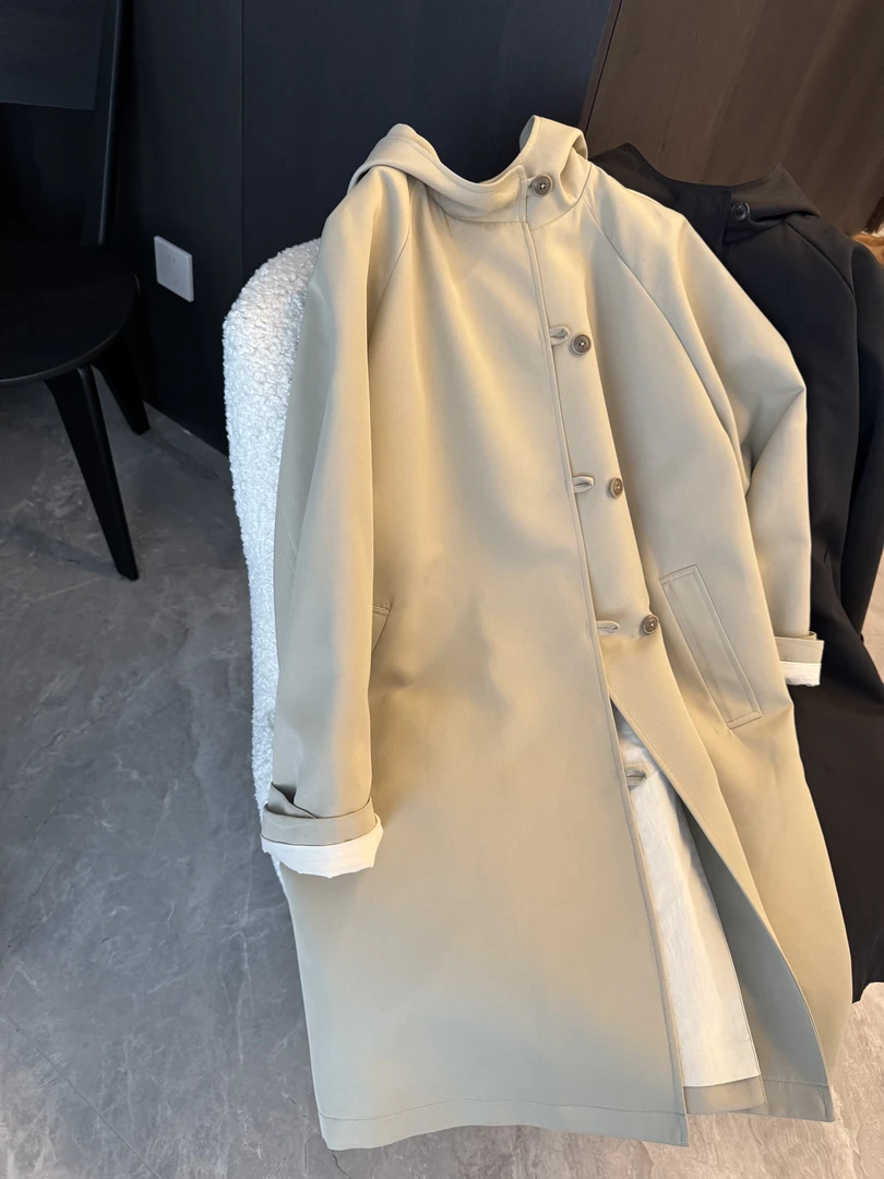 muzi｜“王牌风衣”质感被惊艳到了！松弛高级中长款休闲廓形连帽风衣