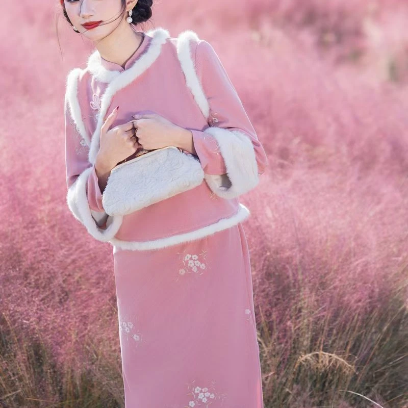 风华《寻香》冬季加绒加厚新中式修身显瘦复古气质改良旗袍连衣裙