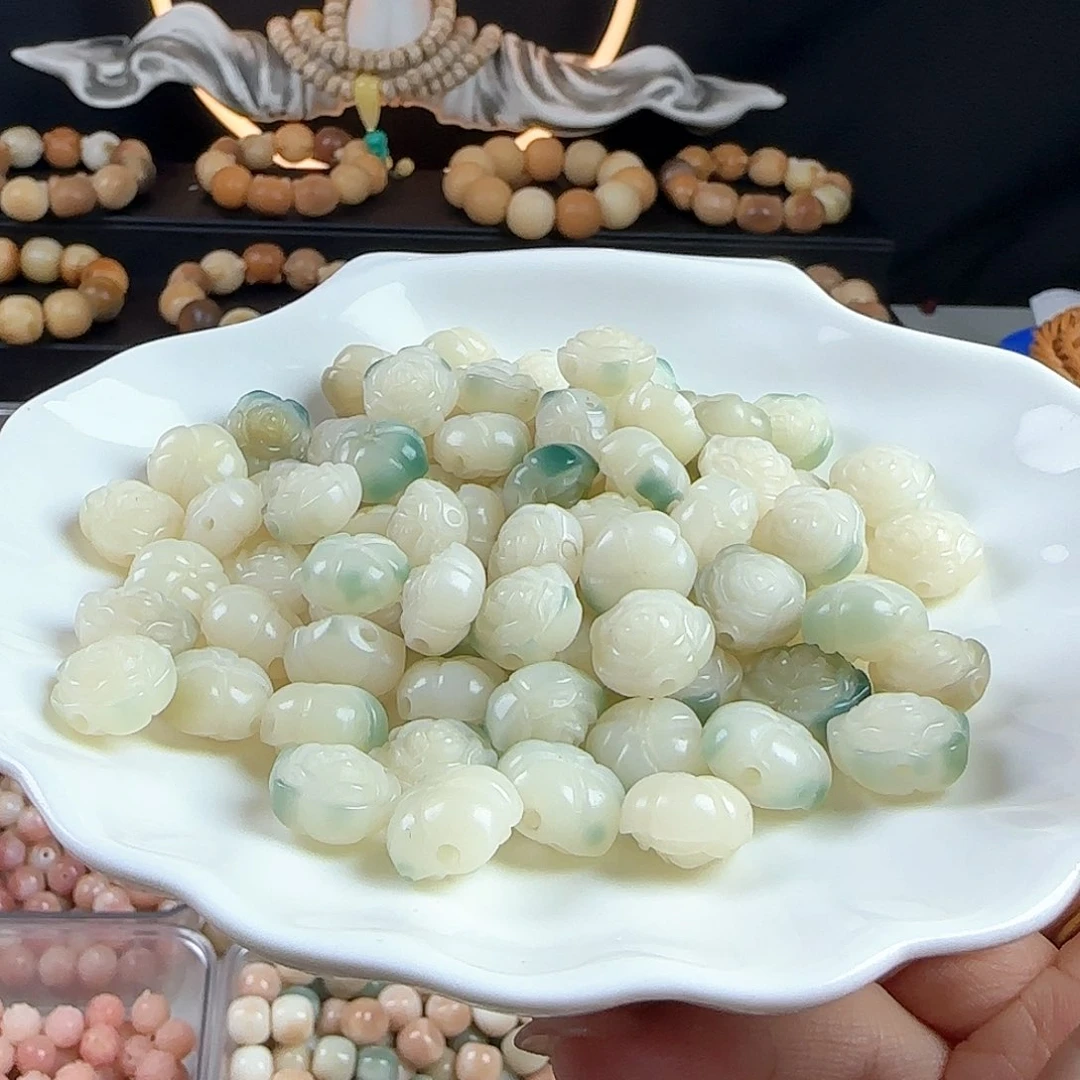 菩提根/象牙果手串卡13冰清玉洁山茶花20颗