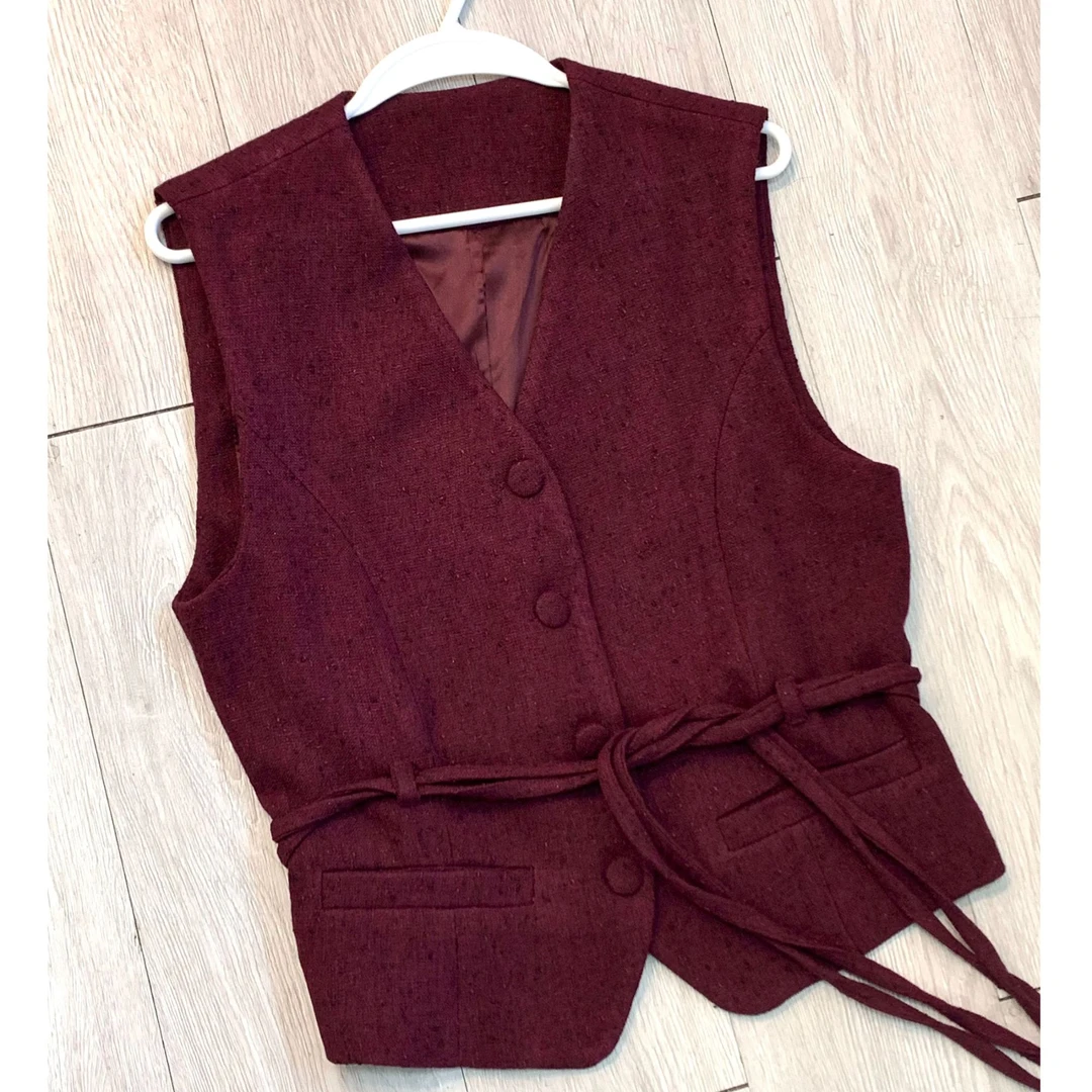 时尚套装礼服休闲女士马夹复古排扣开衫服装坎肩