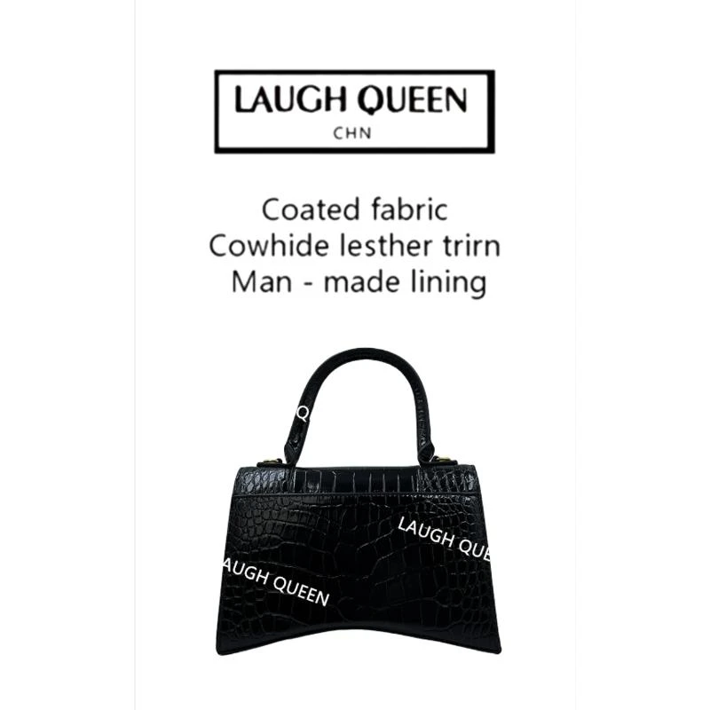 Laugh Queen手工打造真皮压8女士包 10512黑色 沙漏金扣