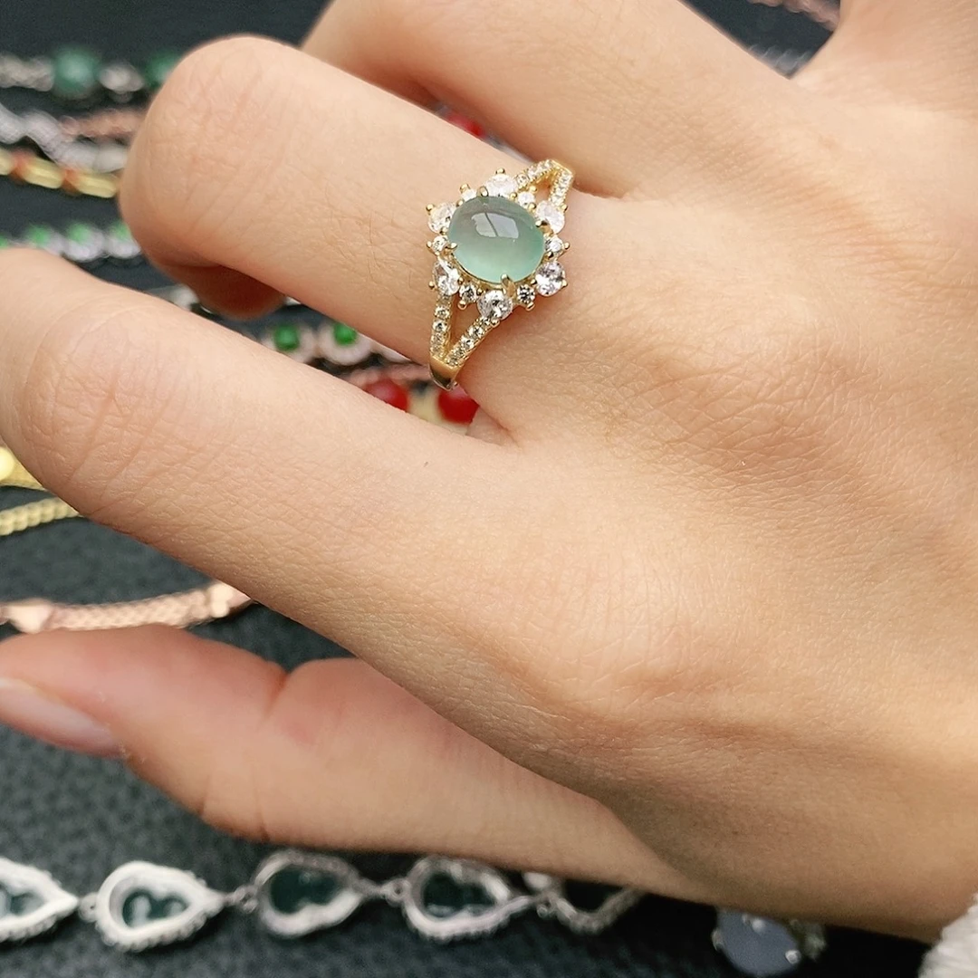 翡翠银S925镶嵌戒指