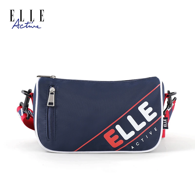 ELLE Active【百搭轻便巨能装】大LOGO印花单肩包撞色时尚斜挎女包