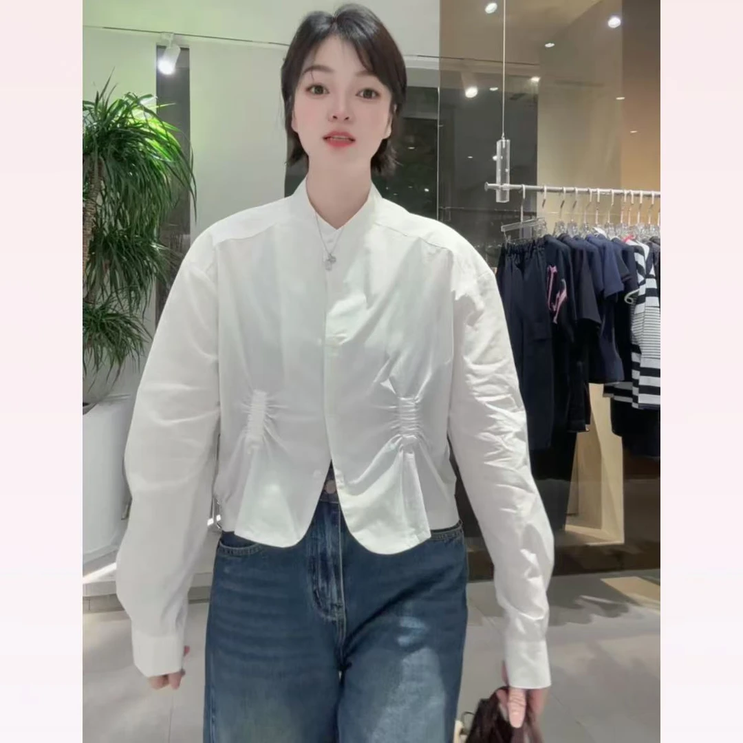 春苗女装   下褶皱两色衬衣     新款休闲时尚舒适百搭