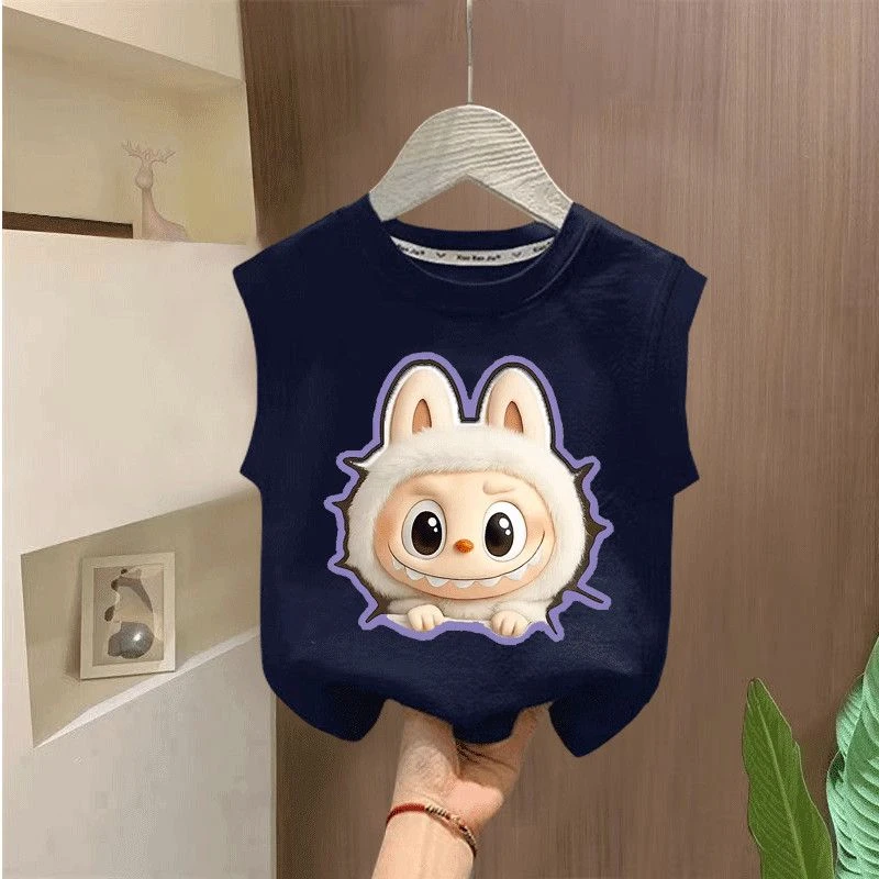 男童洋气拉布布坎肩T恤中大童夏季新款纯棉背心儿童爆款宽松百搭t