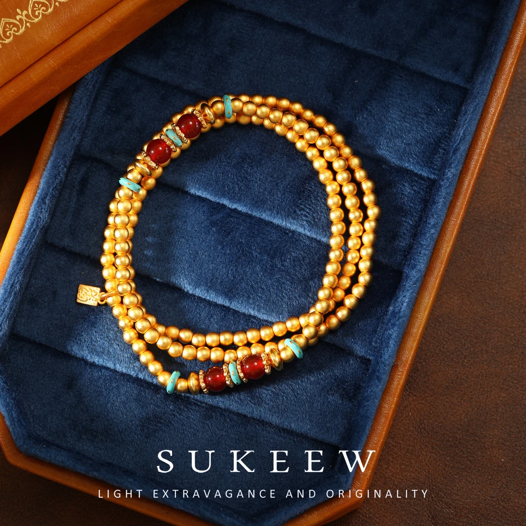 SUKEEW/酥可 镀K金 新中式三圈福珠优雅国风手链270301