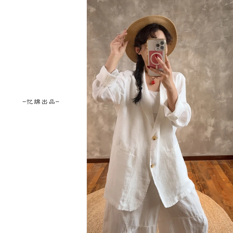 忆绵出品6037汉麻设计款宽松极简轻奢高端自留文艺西装