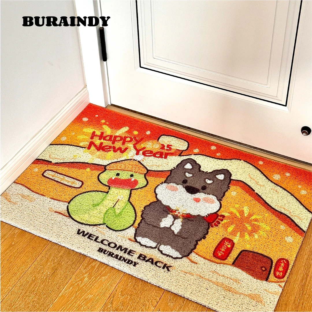 【BURAINDY】雪纳瑞原创周边新年入户门丝圈地垫除尘耐脏蛇年大吉