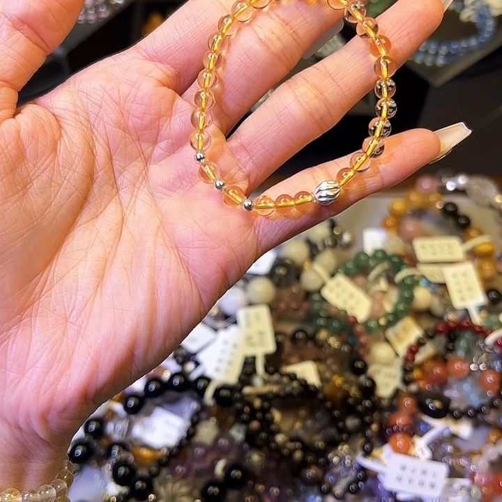 水晶手链银S925镶嵌黄水z 15