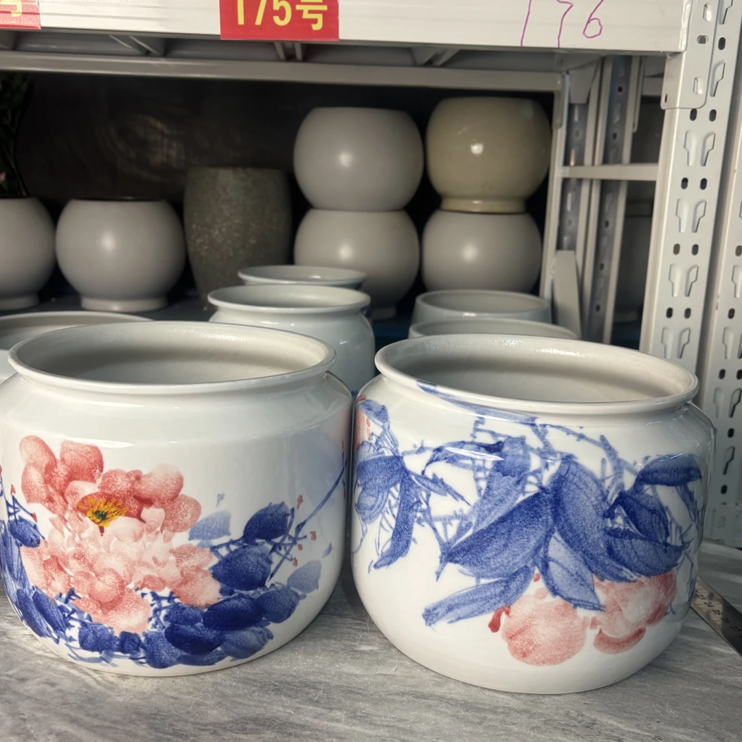 景德镇自选1个.透气大口径有孔花盆适合室内绿植家用高20口径19