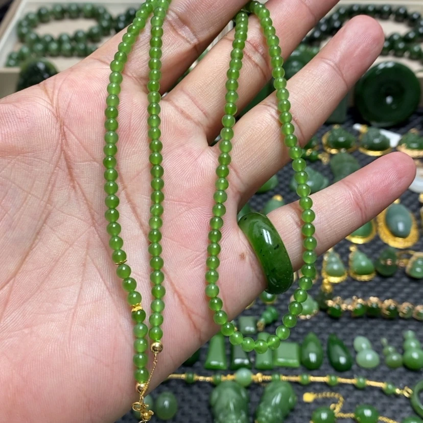 【闪购商品】和田玉（碧玉）18K金镶嵌颈饰老***到