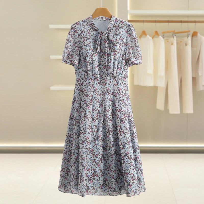 B232-【歌】碎花绑带收腰连衣裙#ZGE57A006