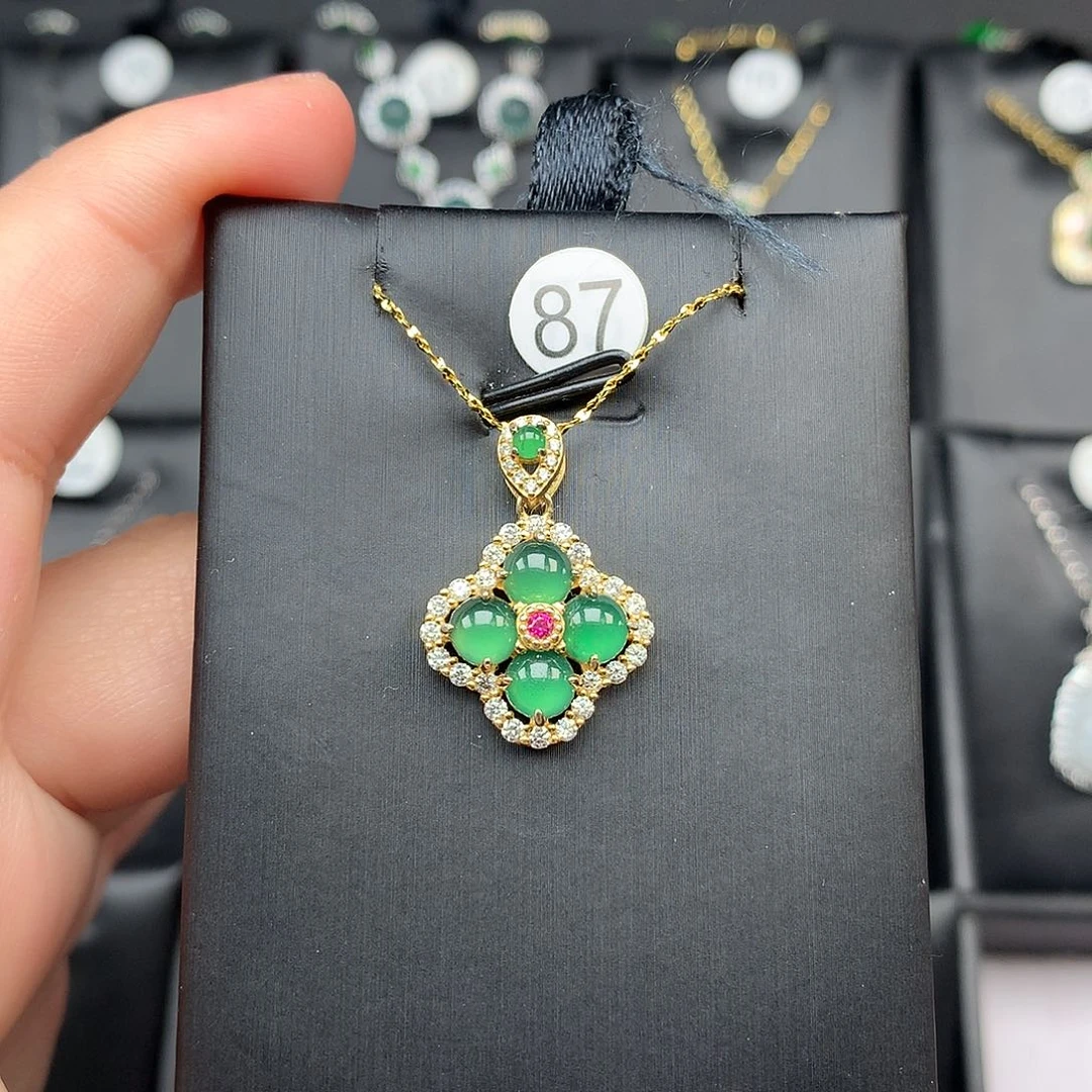 翡翠颈饰银S925镶嵌项链925