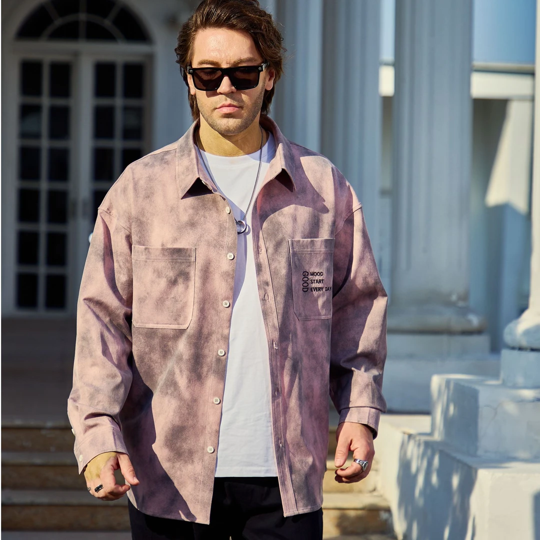 高大胖大码男装迷彩小香风休闲翻领衬衫外套加肥加大夹克