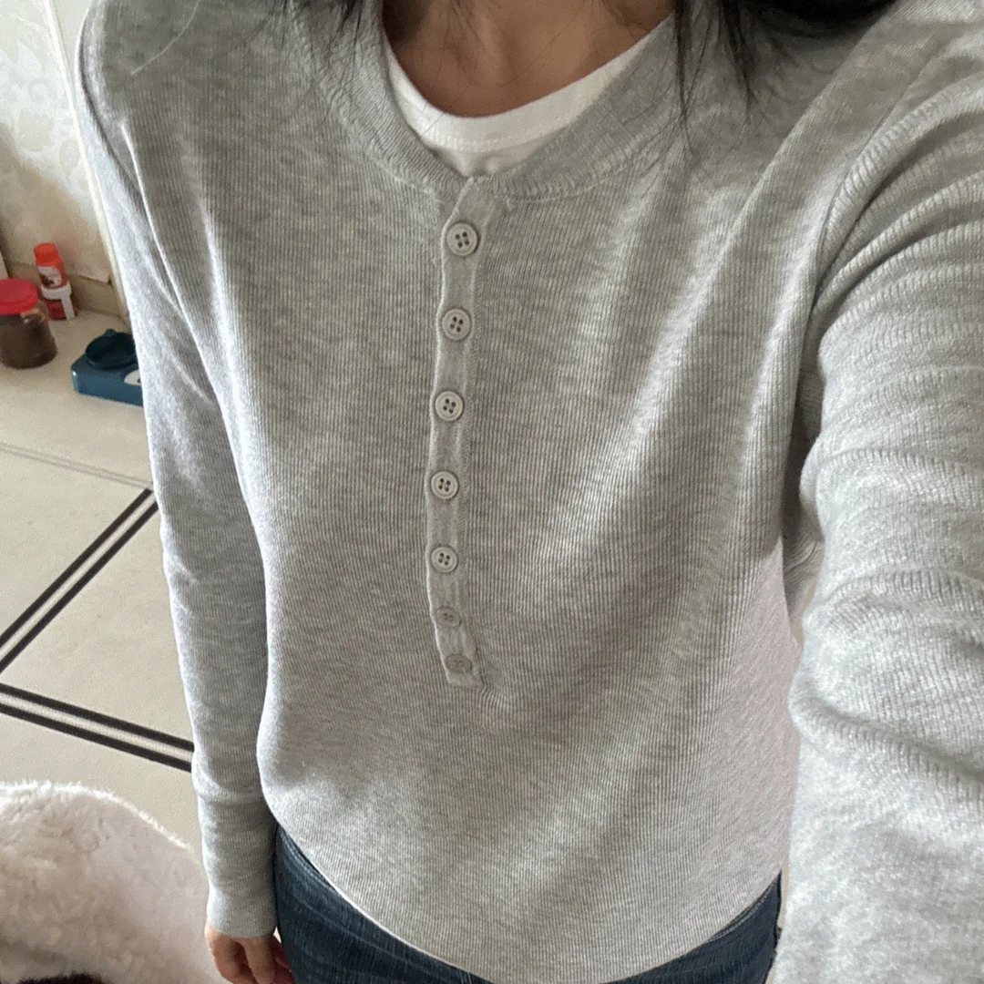 WX 高知风亨利领修身显瘦长袖针织衫女早秋百搭打底上衣