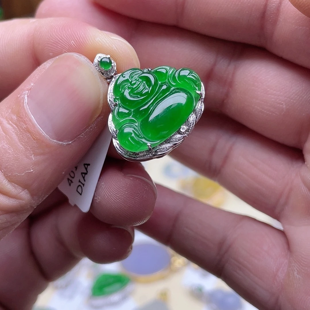 翡翠颈饰18K金镶嵌回流